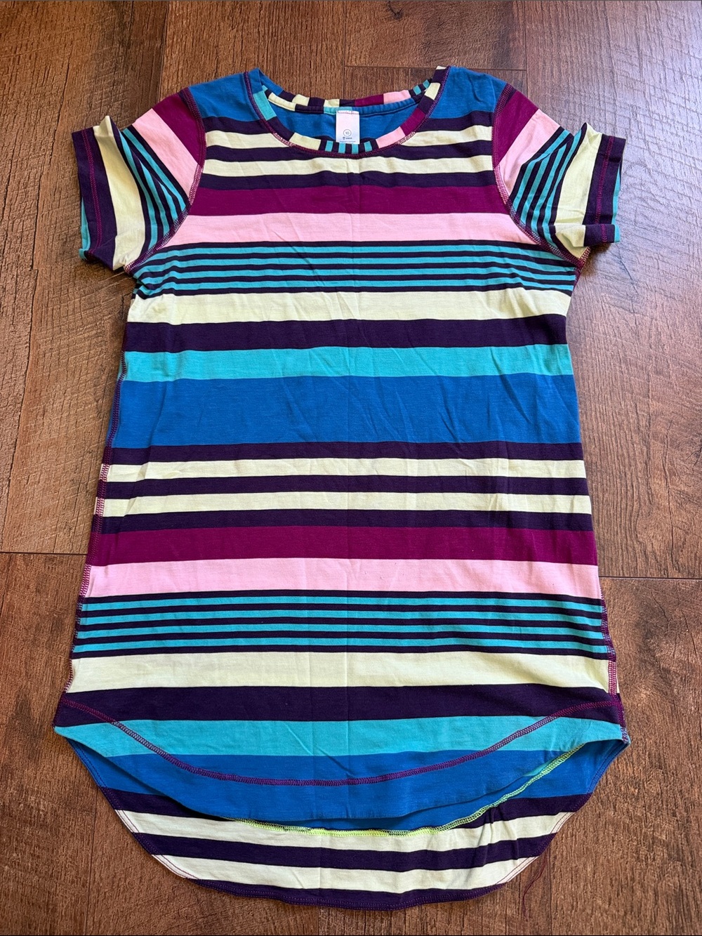 Ivivva Girls' Short Sleeve Striped Dress in Blue, Pink, Purple, Cream